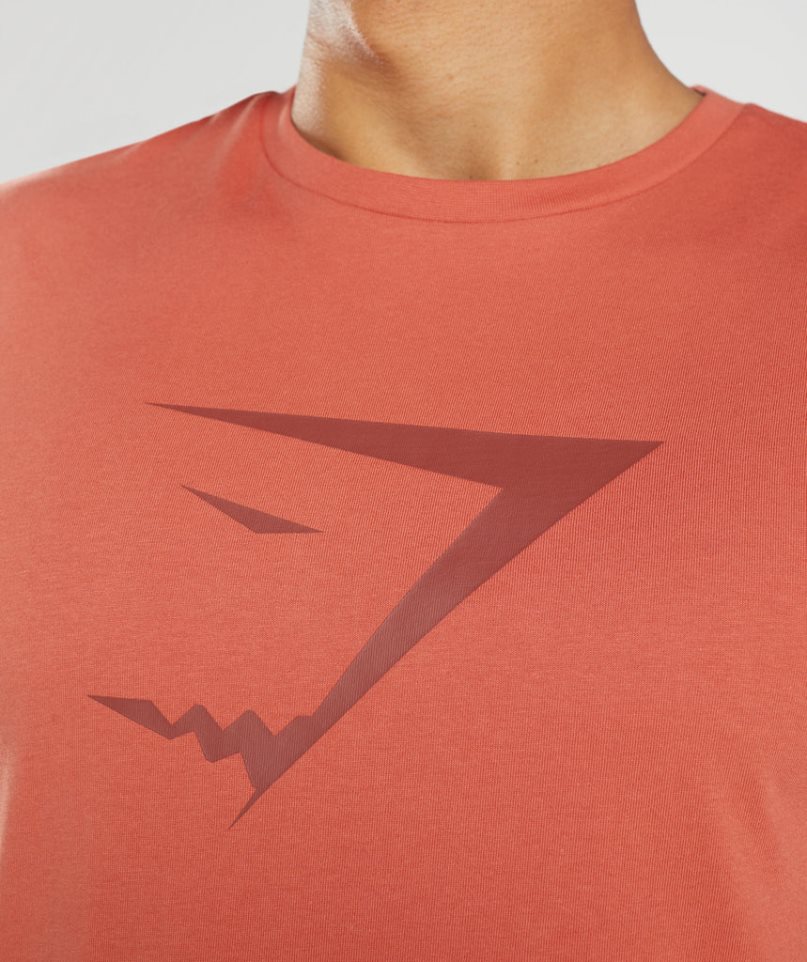 Men's Gymshark Sharkhead Infill T-Shirts Orange | CA 7A8013